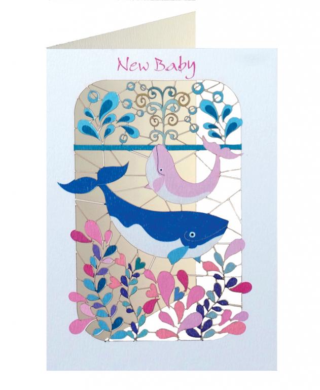 Forever Cards Laser-Cut Wenskaart - Pink Baby Whale (New Baby)