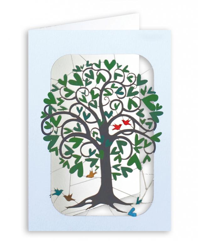 Forever Cards Laser-Cut Wenskaart - Curling Green Heart Tree