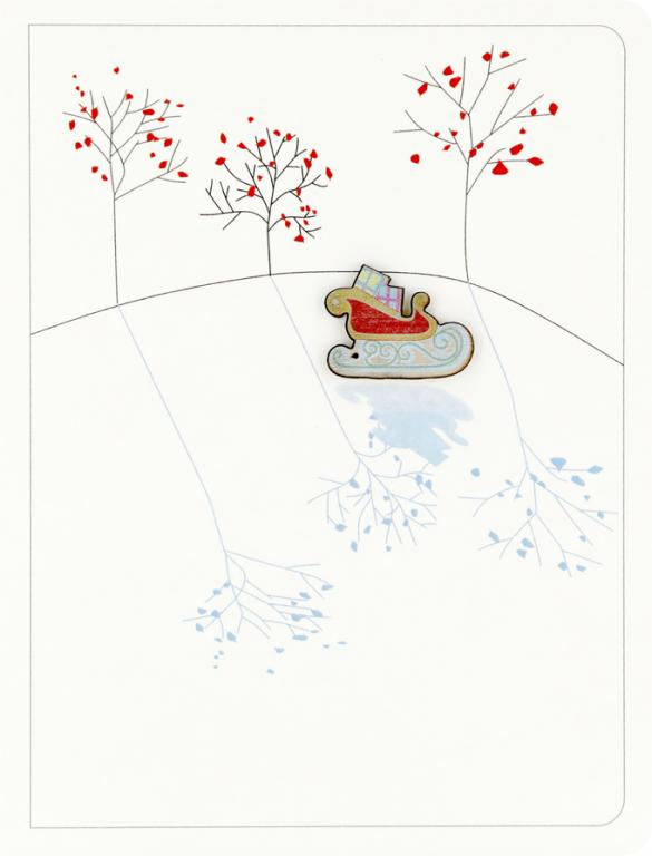 Forever Cards Ink Wood Wenskaart - Sleigh & Trees
