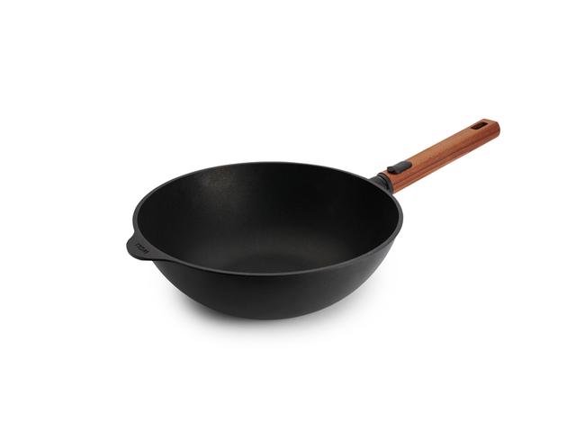 WOLL EcoLogic QXR Wok inductie met houten afneembare greep - Ø280mm - H 100mm - Zwart