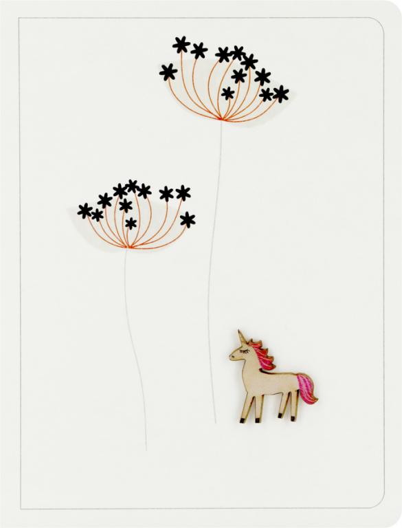 Forever Cards Ink Wood Wenskaart - Tiny Unicorn With Jungle Plants