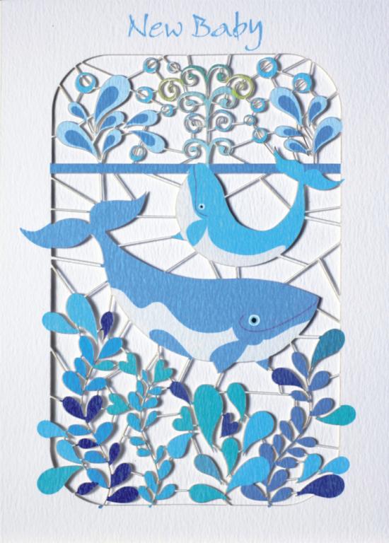 Forever Cards Laser-Cut Wenskaart - Blue Baby Whale (New Baby)