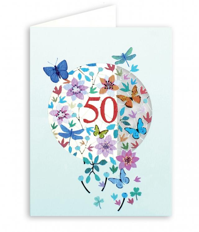 Forever Cards Laser-Cut Wenskaart - Floral Age 50