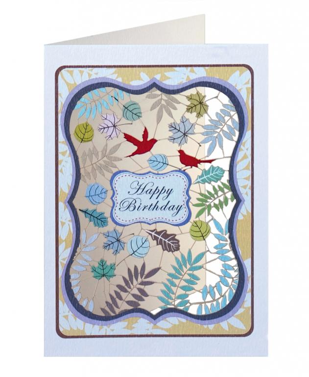 Forever Cards Laser-Cut Wenskaart - Birds & Leaves (Happy Birthday)