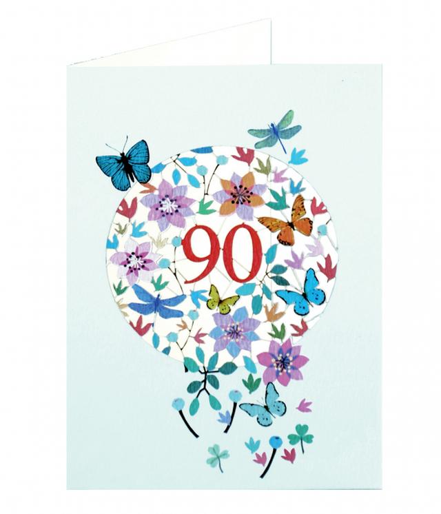 Forever Cards Laser-Cut Wenskaart - Floral Age 90