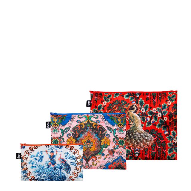LOQI Zip Pockets - Tapestry, Toile de Jouy, Peacock