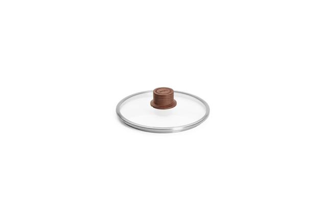 WOLL EcoLogic Deksel veiligheidsglas met houten knop - Ø200mm - Transparant