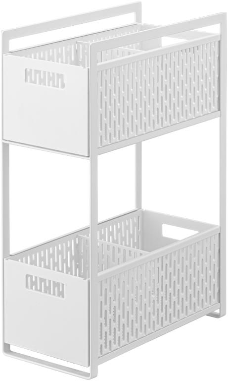 Yamazaki 2-tiered storage basket set - Tower - White