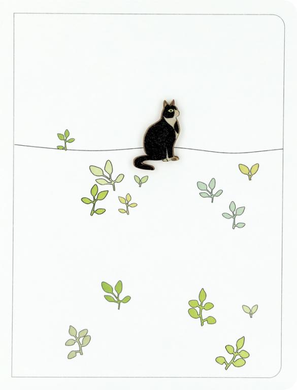 Forever Cards Ink Wood Wenskaart - Cat & Green Shoots