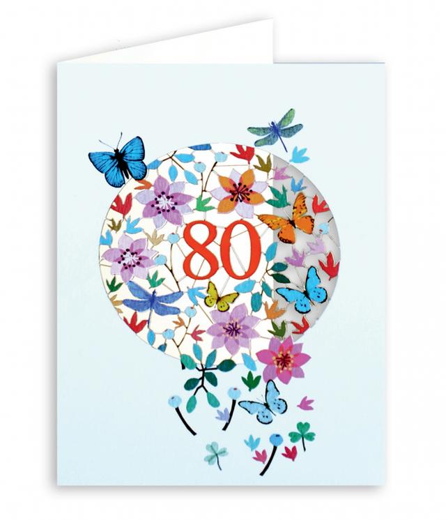 Forever Cards Laser-Cut Wenskaart - Floral Age 80