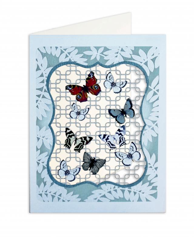 Forever Cards Laser-Cut Card - Lattice Window & Butterflies