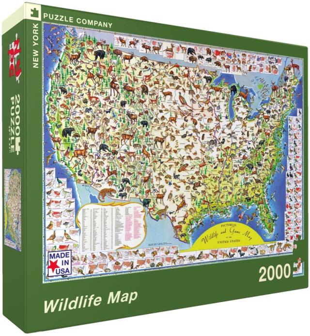 New York Puzzle Company Puzzel Wildlife Map - 2000 stukjes