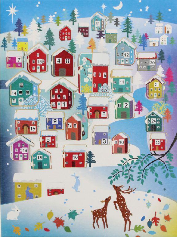 Forever Cards Adventskalender Wenskaart - Brown Deer & Houses