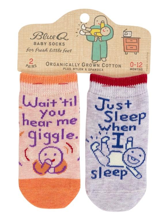 Blue Q Baby Socks - Hear Me Giggle/Sleep (set of 2 pairs)