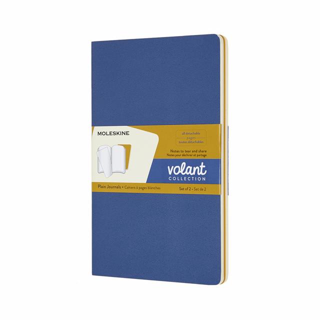 Moleskine Volant Schrift Large - Softcover - Blanco - Forget-Me-Not Blue/Amber Yellow
