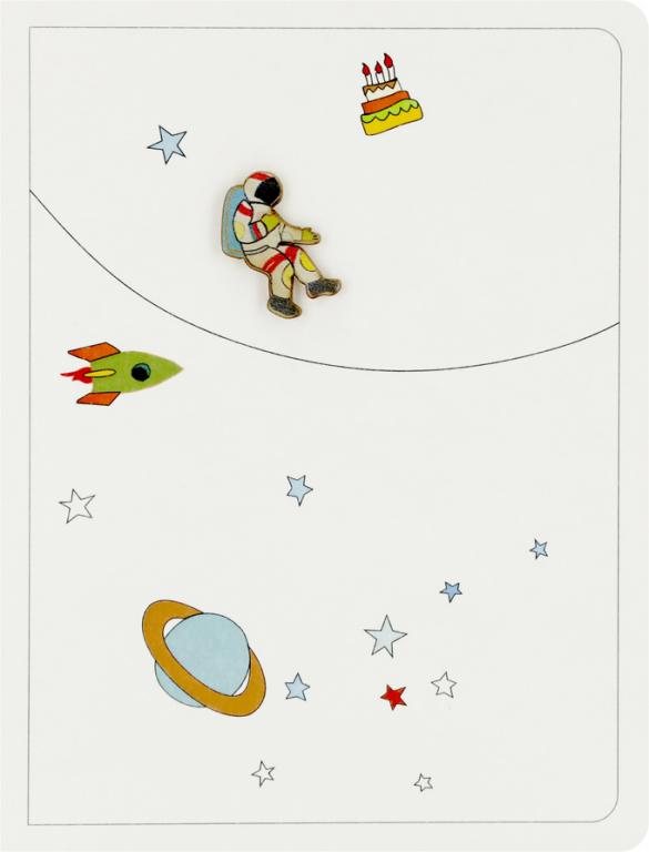 Forever Cards Ink Wood Wenskaart - Astronaut & Rocket