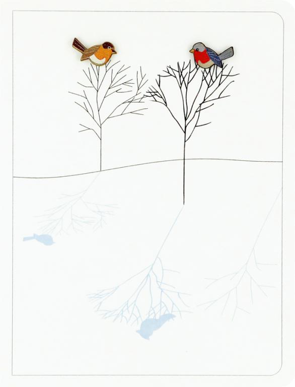Forever Cards Ink Wood Wenskaart - Two Robins On Trees