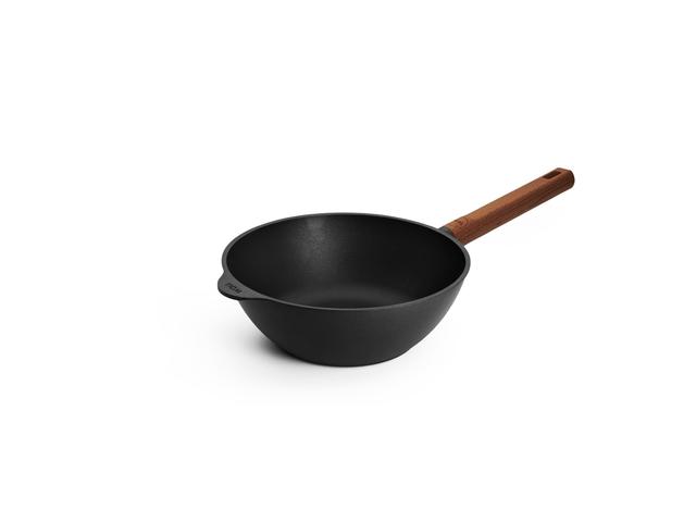 WOLL EcoLogic QXR Wok inductie met houten vaste greep - Ø240mm - H 90mm - Zwart