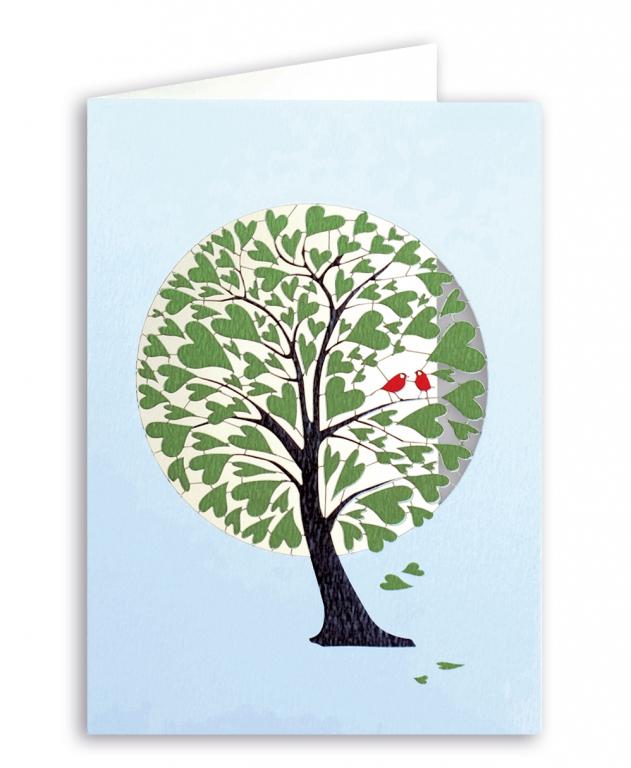 Forever Cards Laser-Cut Wenskaart - Green Heart Tree