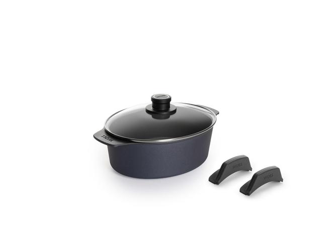 WOLL Diamond Lite Braadpan inductie met deksel + silicone grepen - 270x220x95mm - Zwart