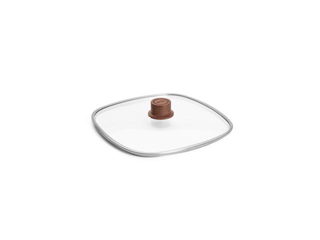 WOLL EcoLogic Deksel veiligheidsglas met houten knop - 280x280mm - Transparant