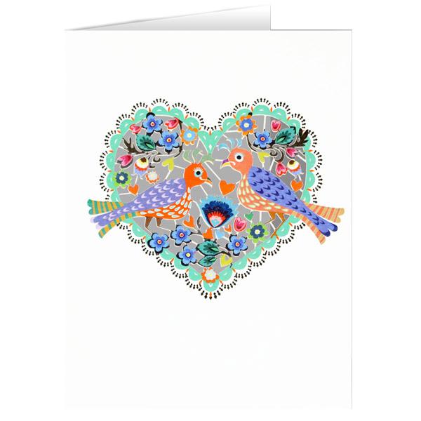 Forever Cards Laser-Cut Wenskaart - Birds In A Heart