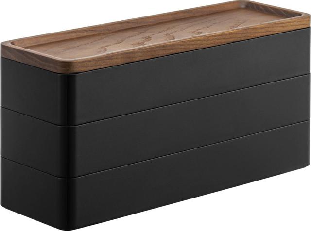 Yamazaki 3-Tiered slim accessory case with lid - Rin - Black