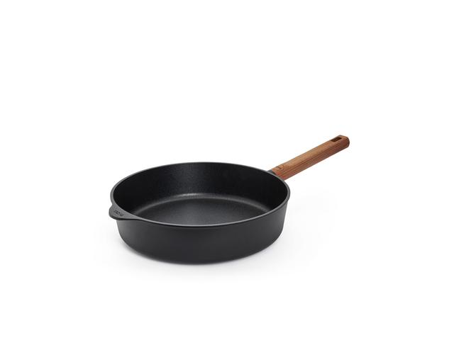 WOLL EcoLogic QXR Hapjespan inductie met houten vaste greep - Ø280mm - H 70mm - Zwart