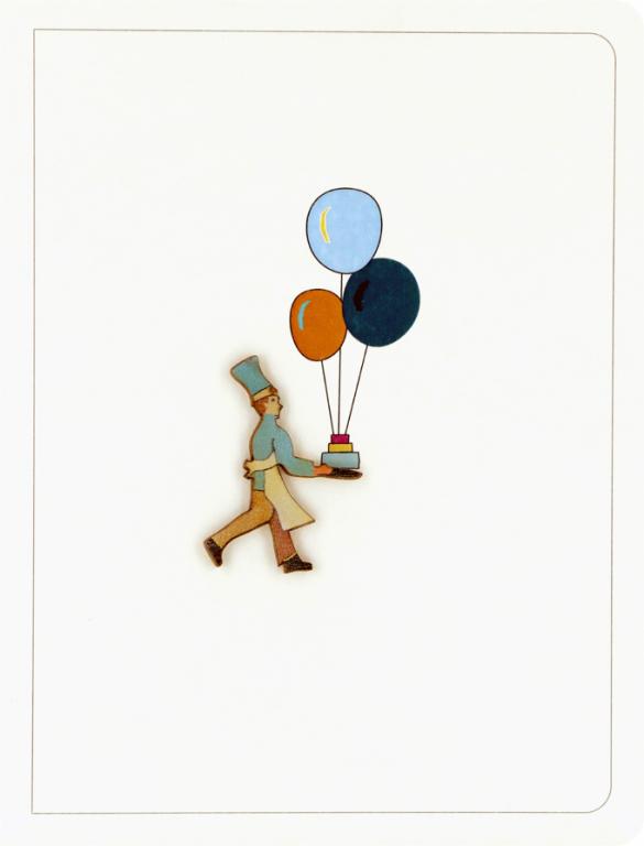 Forever Cards Ink Wood Wenskaart - Chef Carrying Cake & Balloons