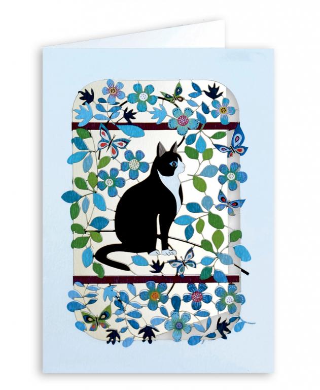 Forever Cards Laser-Cut Wenskaart - Black & White Cat