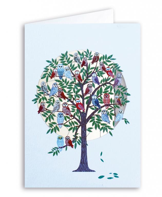 Forever Cards Laser-Cut Wenskaart - Tree Full Of Owls