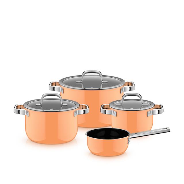 WMF Fusiontec 2.0 Mineral Pro Pannenset 4-delig - Oranje (3x kookpan + 1x steelpan)