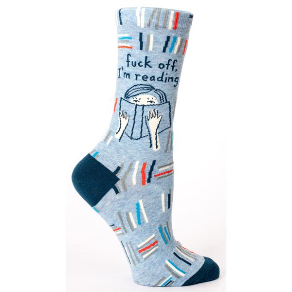 Blue Q Damessokken - Fuck Off, I'm Reading