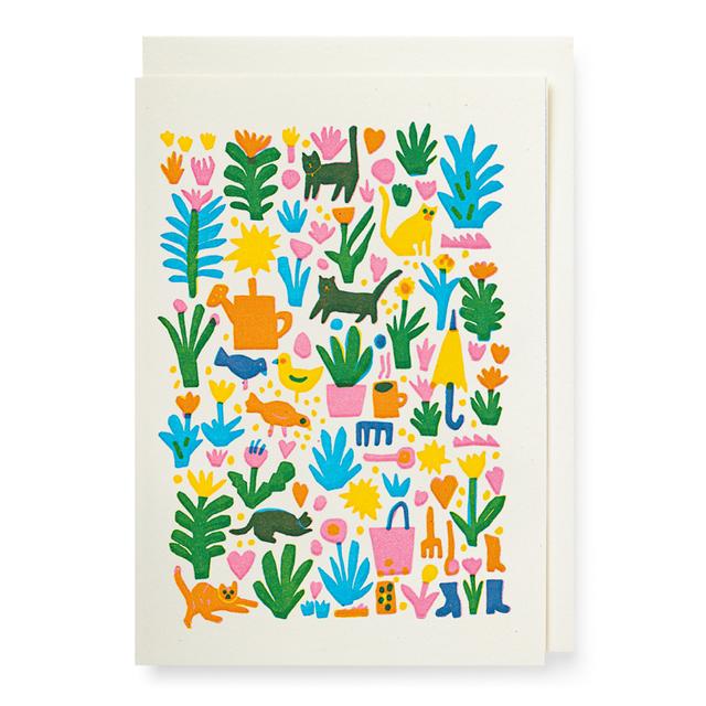 Archivist Cards Wenskaart mini - Cats in the Garden by The Printed Peanut