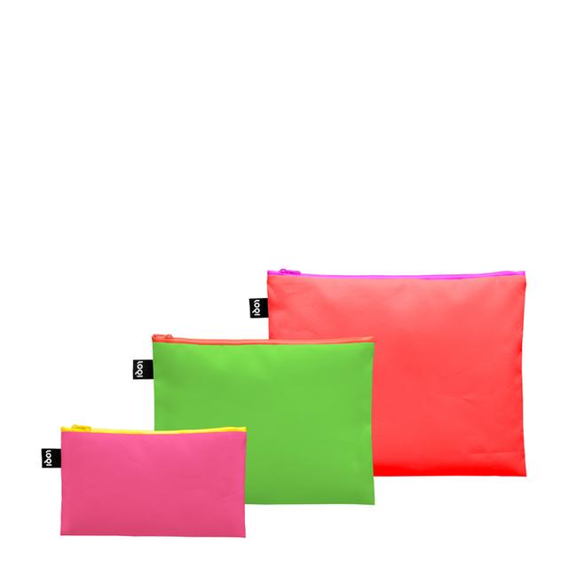 LOQI Zip Pockets - Neon Dark Orange, Green, Pink